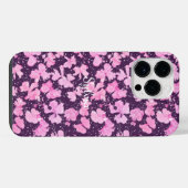ピンクのアクリル絵の具の花びら iPhoneケース (裏面横)