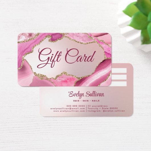 ピンクのアゲフェイクートフォイルのギフトカード (デスク)