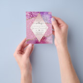 ピンクのアゲートのスパークルが煌くウェディング招待状〈予算〉 チラシ (手)