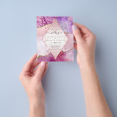 ピンクのアゲートのスパークルが煌くウェディング招待状〈予算〉 チラシ (手)