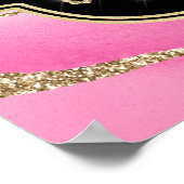 ピンクのアゲートヘードスライスと金ゴールドグリッター誕生日 ポスター (角)