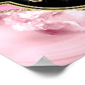 ピンクのアゲートヘードスライスと金ゴールドグリッター誕生日 ポスター (角)