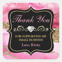 ピンクのアゲートヘードスライス&金ゴールドスモールビジネス