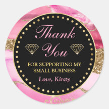 ピンクのアゲートヘードスライス&金ゴールドスモールビジネス