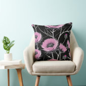 ピンクのアザミの黒 クッション (椅子)