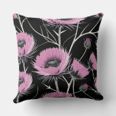 ピンクのアザミの黒 クッション (裏面)