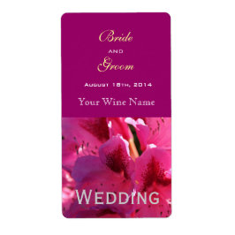 ピンクのアザレア結婚の花のワインラベル。 ラベル