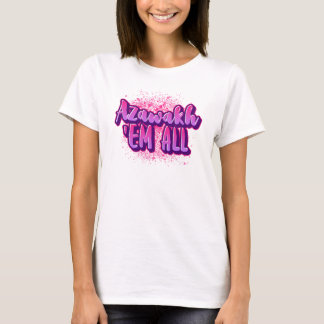 ピンクのアザワク好きにはたまらないグラフィティアート Tシャツ