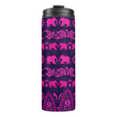 ピンクのアジア象の青のパターン タンブラー (正面)