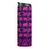 ピンクのアジア象の青のパターン タンブラー (回転右)