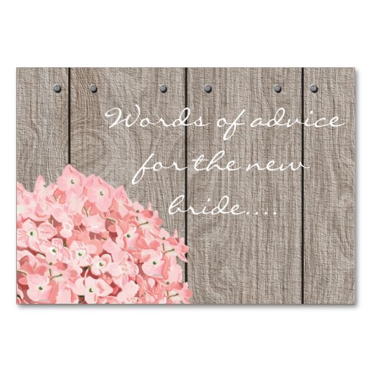 ピンクのアジサイのメーソンジャーの助言の言葉 テーブルナンバー (裏面)