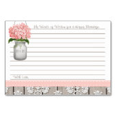 ピンクのアジサイのメーソンジャーの助言の言葉 テーブルナンバー (正面)