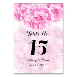 ピンクのアジサイの結婚式のテーブルはhydrangea1に番号を付けます テーブルナンバー