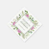 ピンクのアジサイの結婚式 スタンダードカクテルナプキン (角)