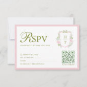 ピンクのアジサイの結婚式RSVPカード 出欠カード (正面)
