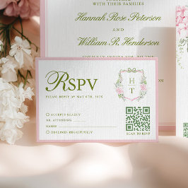 ピンクのアジサイの結婚式RSVPカード 出欠カード