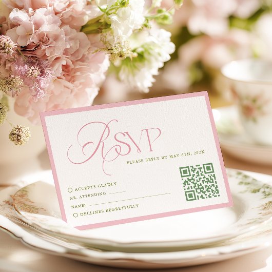 ピンクのアジサイの結婚式RSVPカード 出欠カード