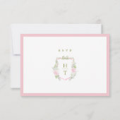 ピンクのアジサイの結婚式RSVPカード 出欠カード (裏面)