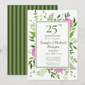 ピンクのアジサイの結婚25周年記念パーティー招待状 招待状 (正面/裏面)