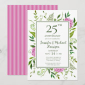 ピンクのアジサイの結婚25周年記念パーティー招待状 招待状 (正面/裏面)