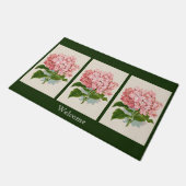 ピンクのアジサイの花の歓迎の一突きの色か単語 ドアマット (アングル)