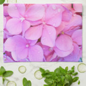 ピンクのアジサイ キッチンタオル (折り畳み)