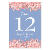 ピンクのアジサイ、平静の青いテーブル数 テーブルナンバー (裏面)