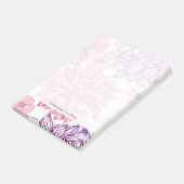 ピンクのアスターとダリアの模様 ポストイット (アングル)