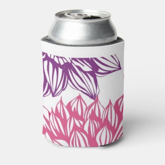 ピンクのアスターとダリアを使用したパターン 缶クーラー (缶裏面)