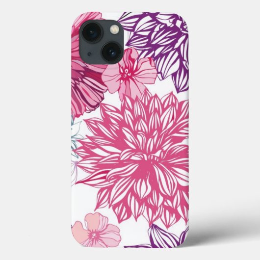 ピンクのアスターとダリアを使用したパターン Case-Mate iPhoneケース (裏面)