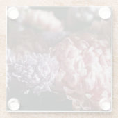 ピンクのアスターの花束: バロック照明 ガラスコースター (裏面)