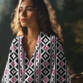 ピンクのアステカ模様 ビーチタオル