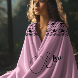 ピンクのアステカ模様 ビーチタオル