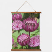 ピンクのアストランティアの花 フローラル 吊り下げ型タペストリー (正面)