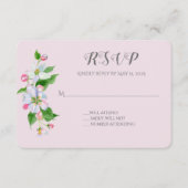 ピンクのアップルブロッサムウェディングRSVP エンクロージャーカード (正面)
