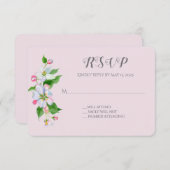 ピンクのアップルブロッサムウェディングRSVP エンクロージャーカード (正面/裏面)