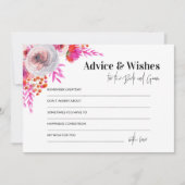 ピンクのアドバイスと新郎新婦カードのご希望 ノートカード (正面)