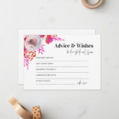 ピンクのアドバイスと新郎新婦カードのご希望 ノートカード (正面/裏面インサイチュ)