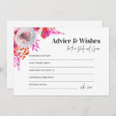 ピンクのアドバイスと新郎新婦カードのご希望 ノートカード (正面/裏面)