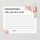 ピンクのアドバイスママとパパシャワーのバイリンガルカード (裏面)