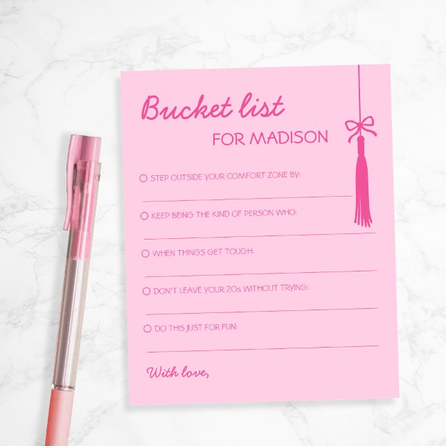 ピンクのアドバイス卒業バケットリスト活動 卒業式 (Bucket List Pink Advice Grad Activity Graduation)