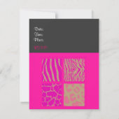 ピンクのアニマルプリント誕生日招待状 招待状 (裏面)