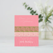 ピンクのアニマルプリント誕生日招待状 招待状 (スタンド正面)