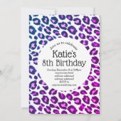 ピンクのアニマルプリント、ヒョウ、チーターの誕生日 招待状 (正面)