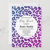 ピンクのアニマルプリント，ヒョウ，チーター赤ちゃんシャワー 招待状 (正面)