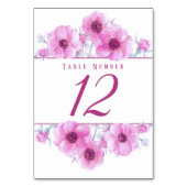 ピンクのアネモネの水の色のアートテーブル番号 テーブルナンバー (裏面)