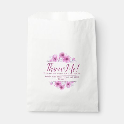 ピンクのアネモネの花結婚アート私に花びら フェイバーバッグ (正面)