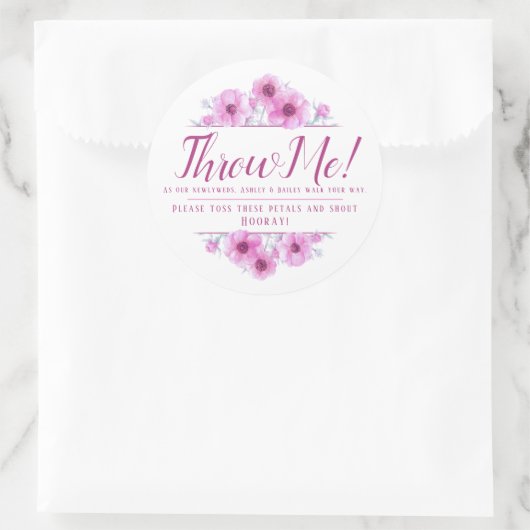 ピンクのアネモネの花結婚アート私に花びら ラウンドシール (バッグ)