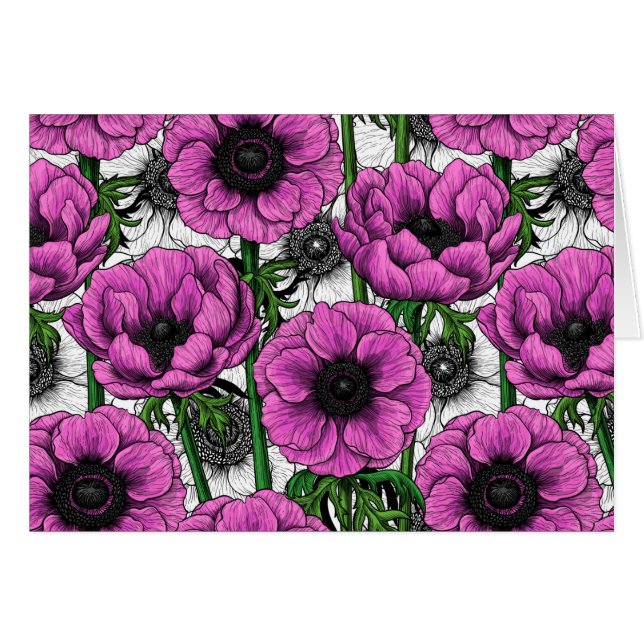 ピンクのアネモネ園 (正面横)