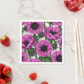 ピンクのアネモネ園 スタンダードカクテルナプキン (インサイチュ)